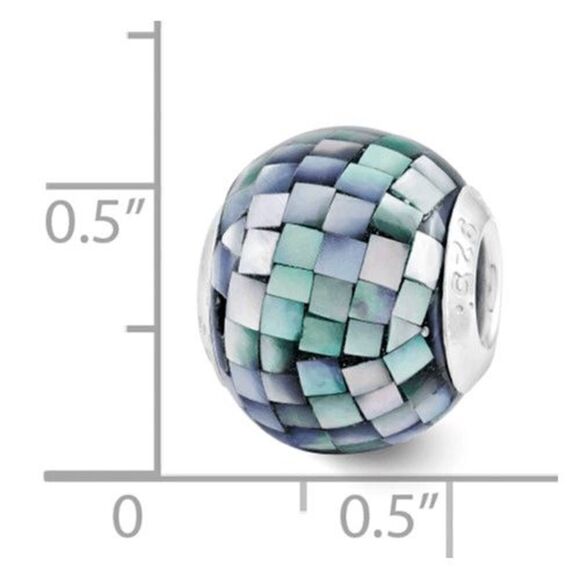 Brand new Sterling Silver Reflections Black Mother of Pearl Mosaic Bead - Picture 2 of 3